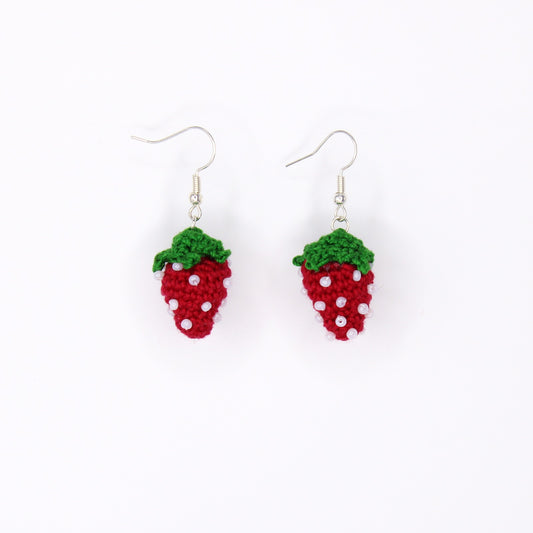 Crochet Strawberry Earrings