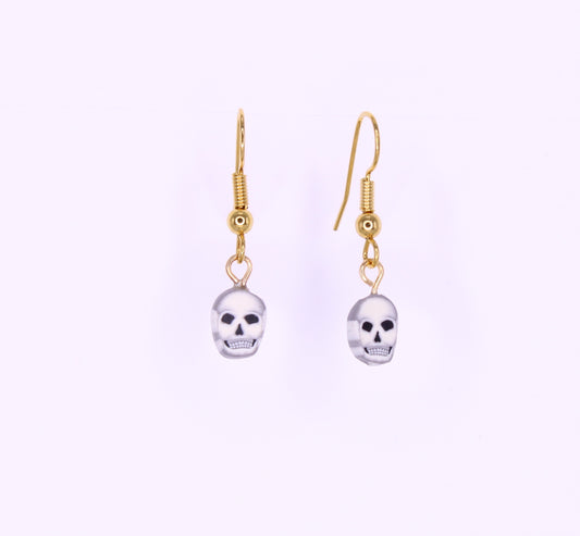 Tiny Skull Bead Earrings